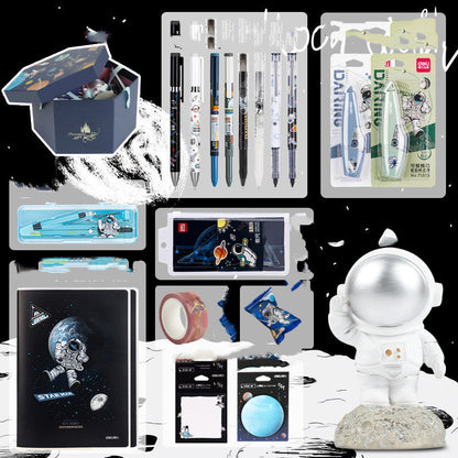 Set de regalo de papelería para exploración de la galaxia del universo, oferta de caja de regalo de cumpleaños, cuaderno de astronauta, agenda creativa