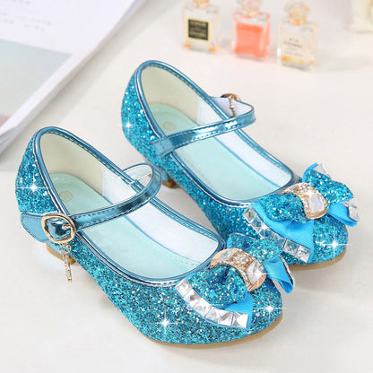 Chaussures à talons hauts pour filles avec strass et nœud, style princesse