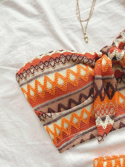 Women's Sexy 2pcs Set  Summer  Colorful Striped Elastic Suitable For Vacation And Daily Travel