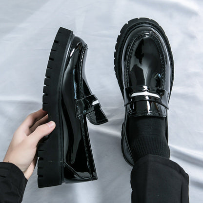 Men's Chunky Heel Fashion All-matching Simple And Comfortable Leather Shoes