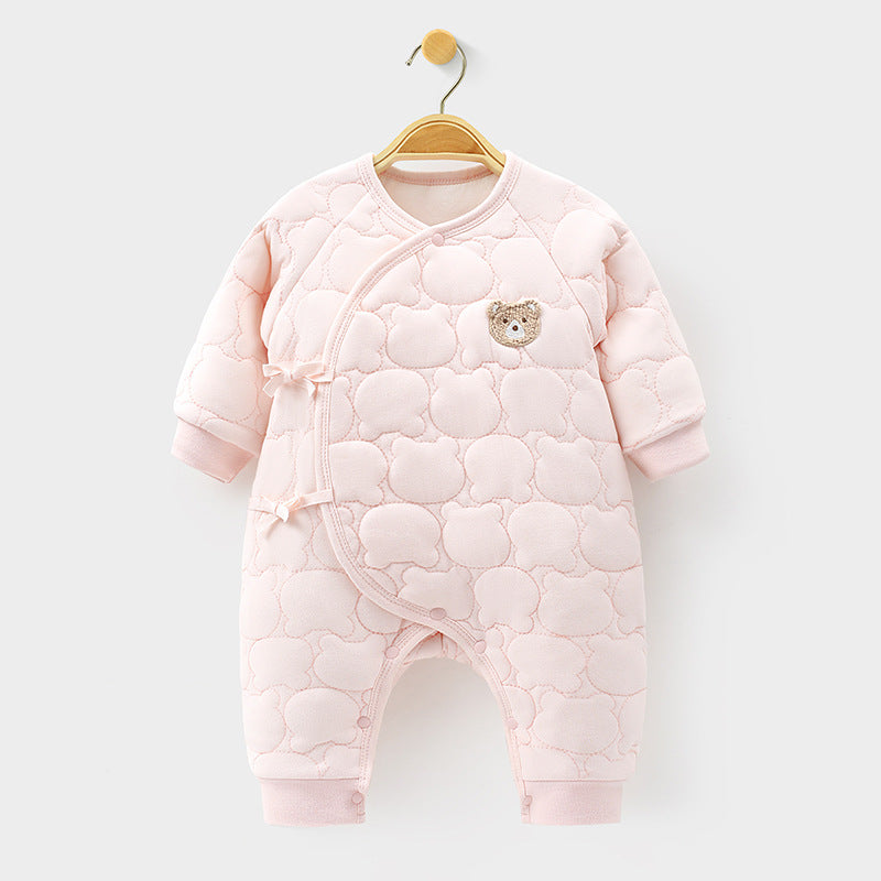 Body bébé Combinaison bébé chaude en coton fin Papillon Vêtements de maison Barboteuse