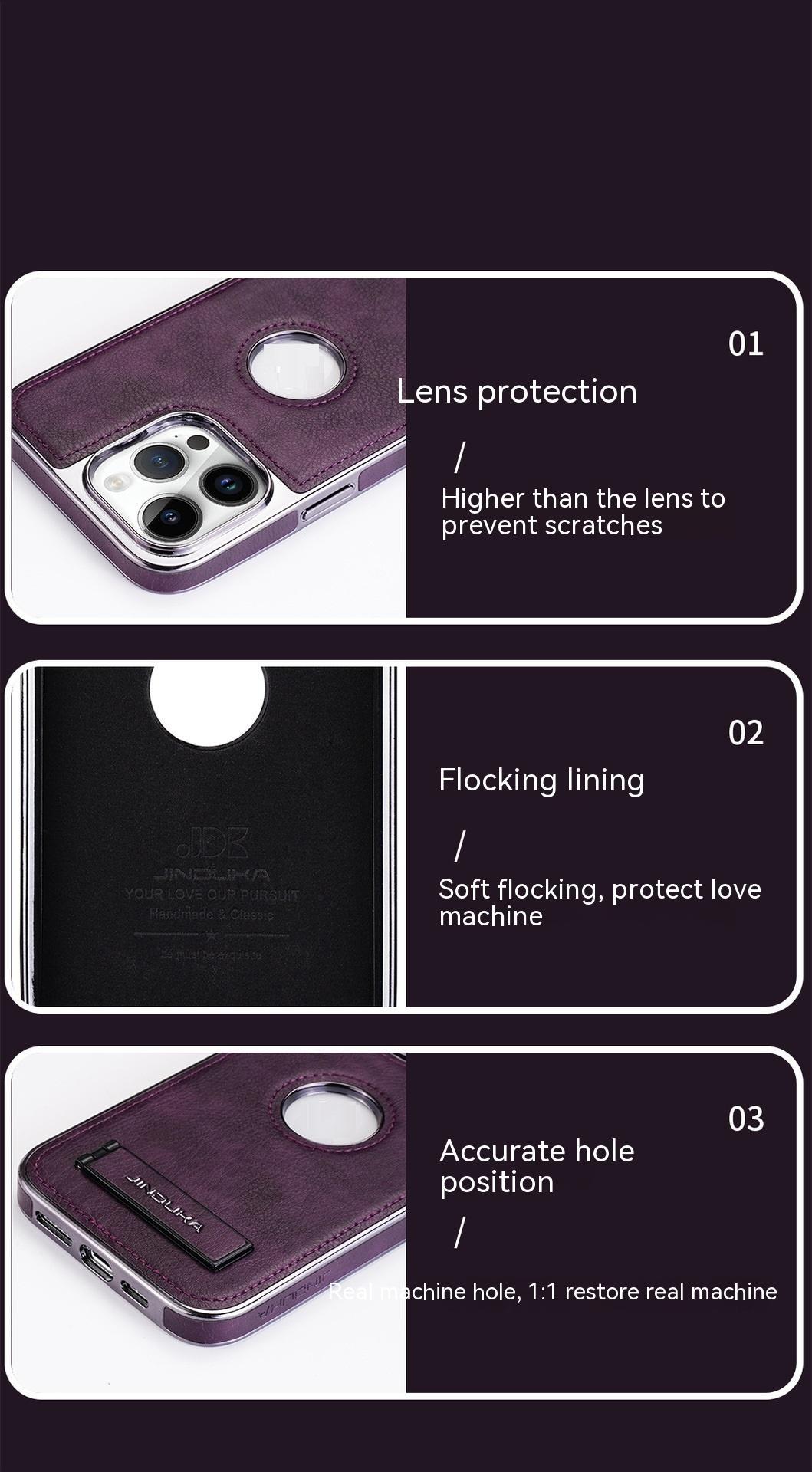 All-Inclusive Faux Leather Kickstand iPhone Case – Drop-Resistant Bracket Shell | iPhone 11–14