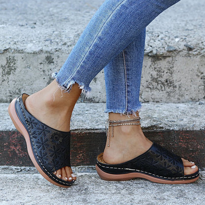 Chaussons Rétro Femme Chaussures Florales Creuses Sandales d'Été d'Extérieur