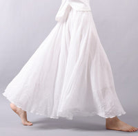 Mori Girl Art Plus Size Cotton And Linen Skirt Elastic Waist Linen A-line Skirt