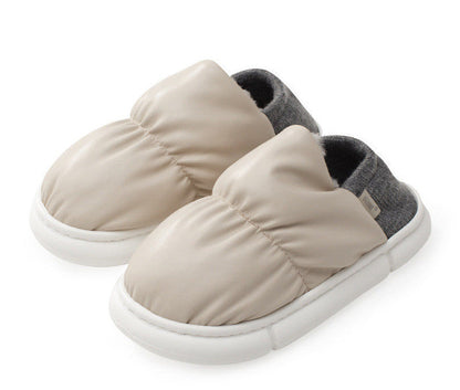 Chaussons en coton à semelle épaisse avec sac en peluche pour porter une ou deux chaussures