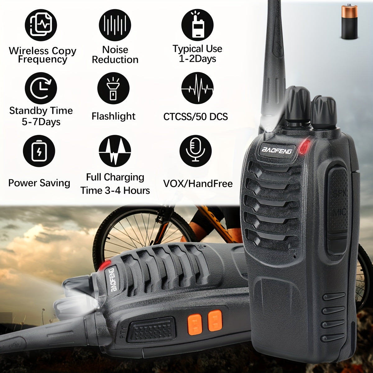 Talkies-walkies longue portée pour adultes, radios bidirectionnelles rechargeables avec oreillettes