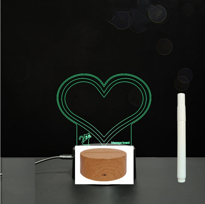 Tableau de messages manuscrits en acrylique 3D avec lumière LED