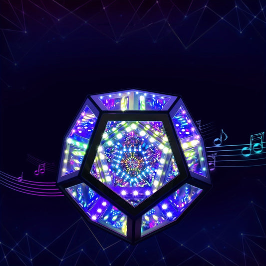 Infinity Mirror Light RGB Dodecahedron Lamp for Gaming Room & Desk Decor
