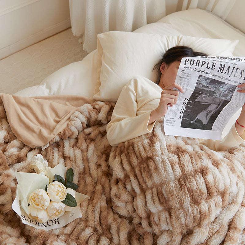 Manta de felpa LuxuryRabbit de piel gruesa para invierno