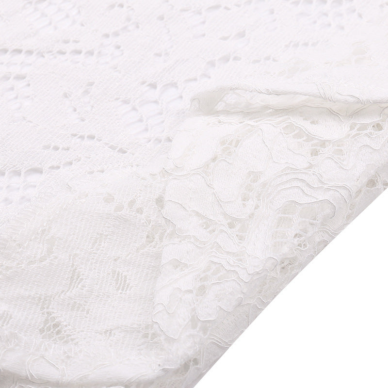 Elegante vestido calado de encaje sólido con espalda descubierta