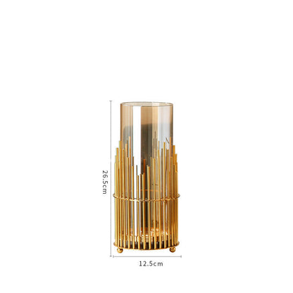 Household European Style Simple Metal Glass Vase