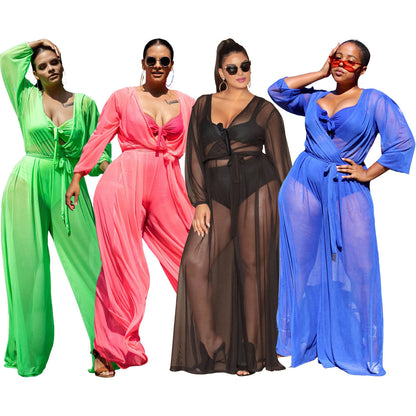 Women's Sheer Mesh Plus Size Women's Jumpsuit