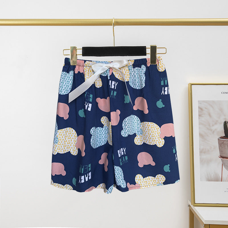 Pantalon de pyjama en soie de coton pour femme, short d'été fin et décontracté