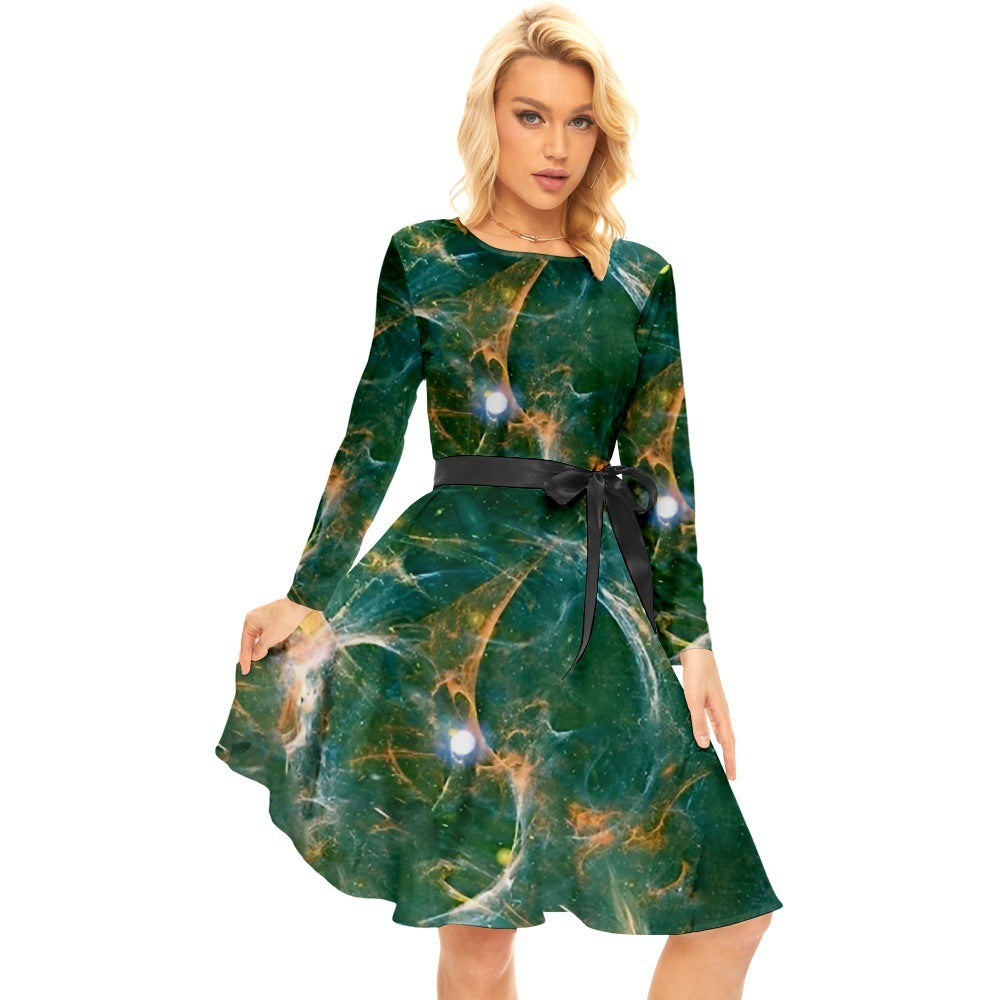 Vestido femenino con estampado de plantas tropicales y diseño de Halloween