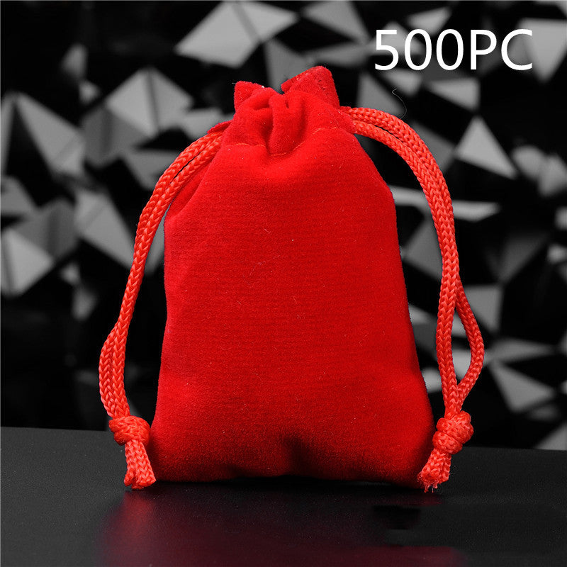 Pochette à Bijoux en Flanelle Unie avec Cordon de Serrage