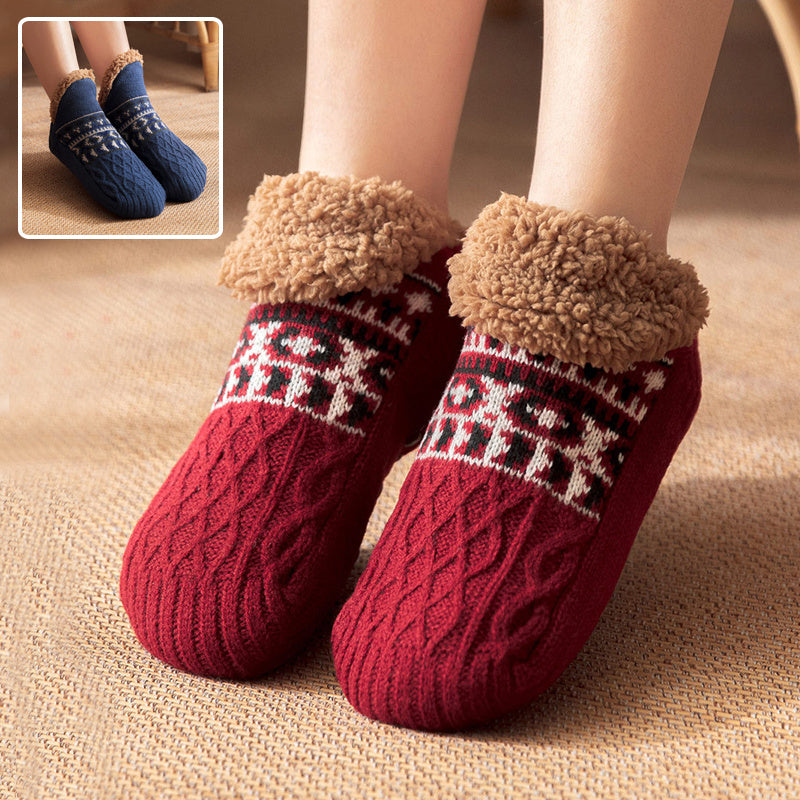 Chaussettes d'intérieur antidérapantes chaudes pour hommes et femmes, idéales pour l'automne et l'hiver