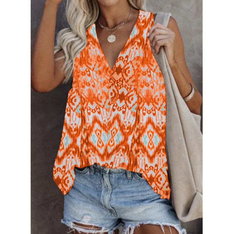 Camiseta sin mangas estampada estilo chaleco de talla grande