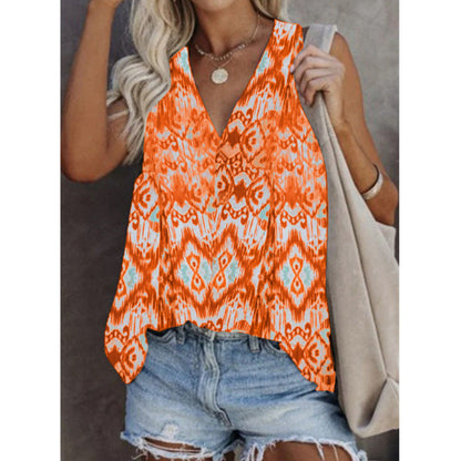 Camiseta sin mangas estampada estilo chaleco de talla grande