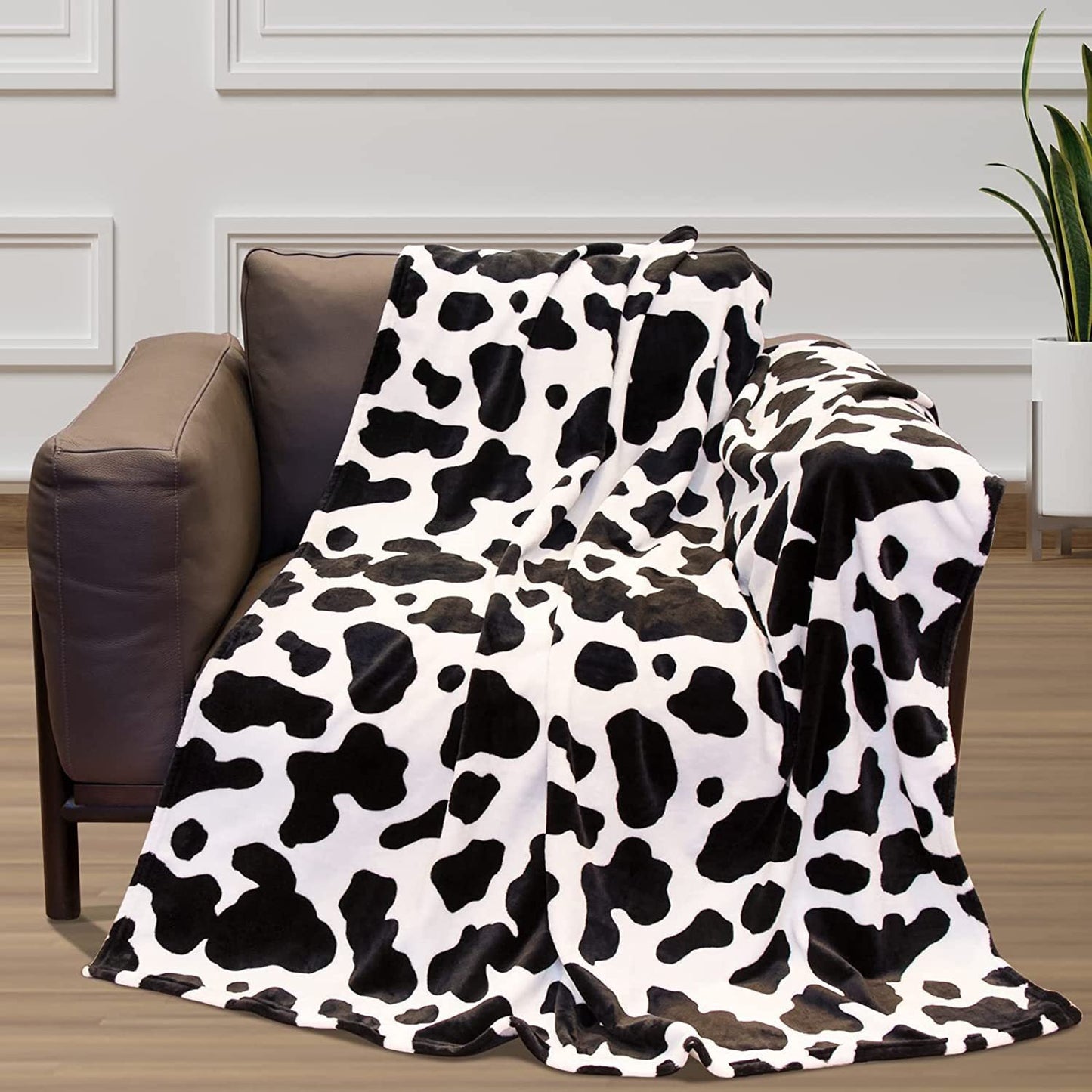 Manta de Franela Digital con Estampado de Vaca