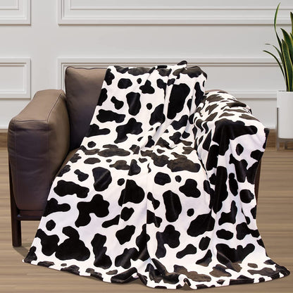Manta de Franela Digital con Estampado de Vaca