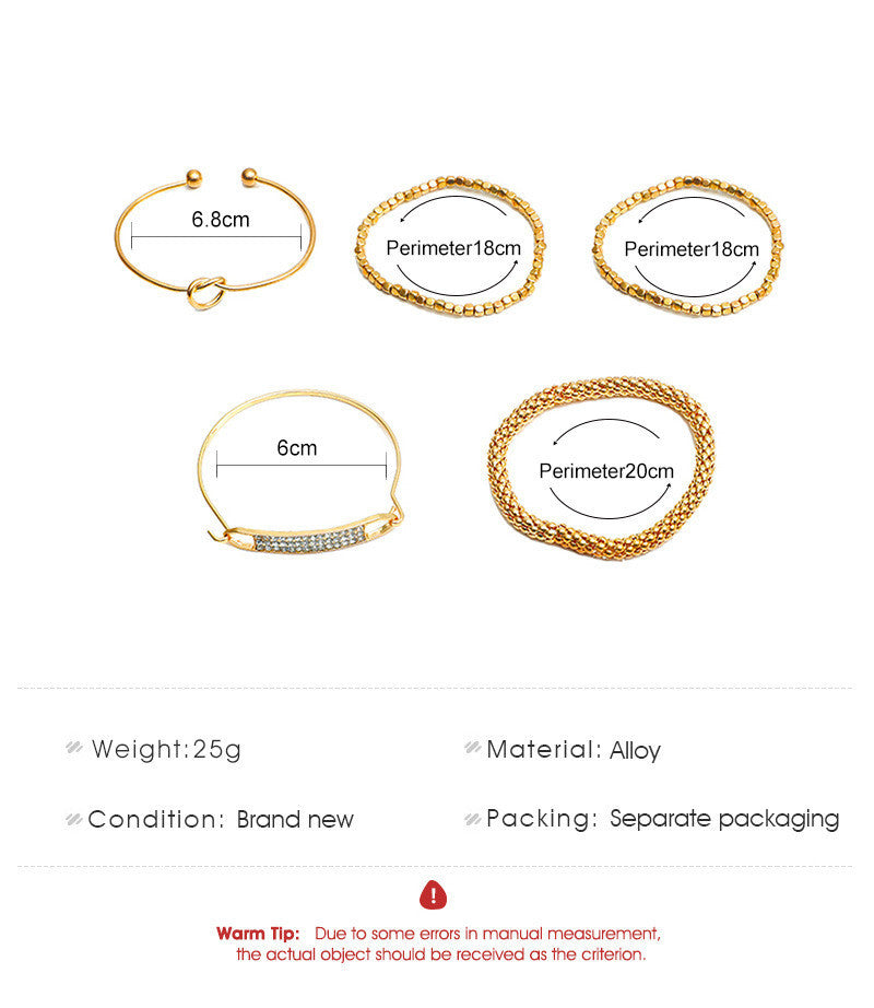 5-piece Set Of European And American Vintage Chain Bracelets