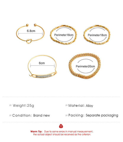 5-piece Set Of European And American Vintage Chain Bracelets