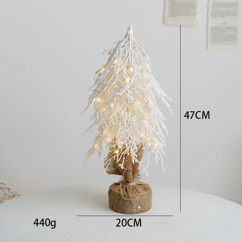 Decoraciones de mesa con árbol pequeño y flocado de Navidad de PE