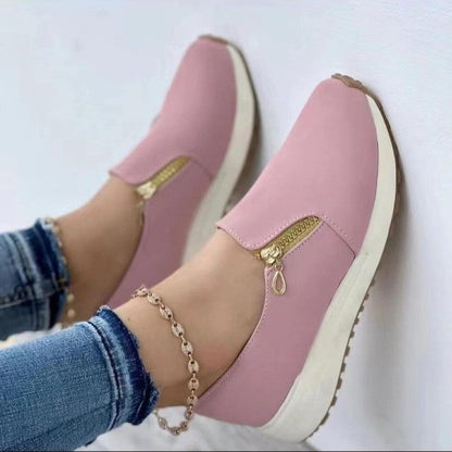 Women Flats Zip Shoes