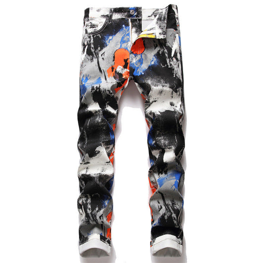 Pantalones Floreados Estampado Digital de Hombre Ajustados