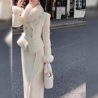 Socialite Style White Fur Coat Skirt Small Dress