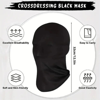 2pcs Black Cosplay Full Mask | Breathable Thin Hood for Halloween and Party Costumes