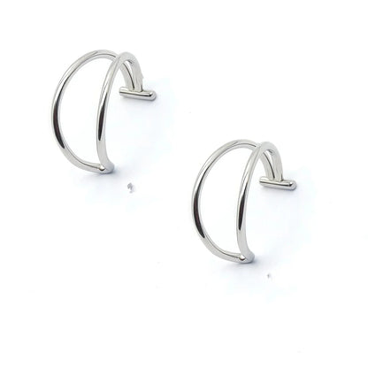 2 Piece Set Stainless Steel Clip-On Nose and Lip Rings | Punk Style Fake Piercing Jewelry