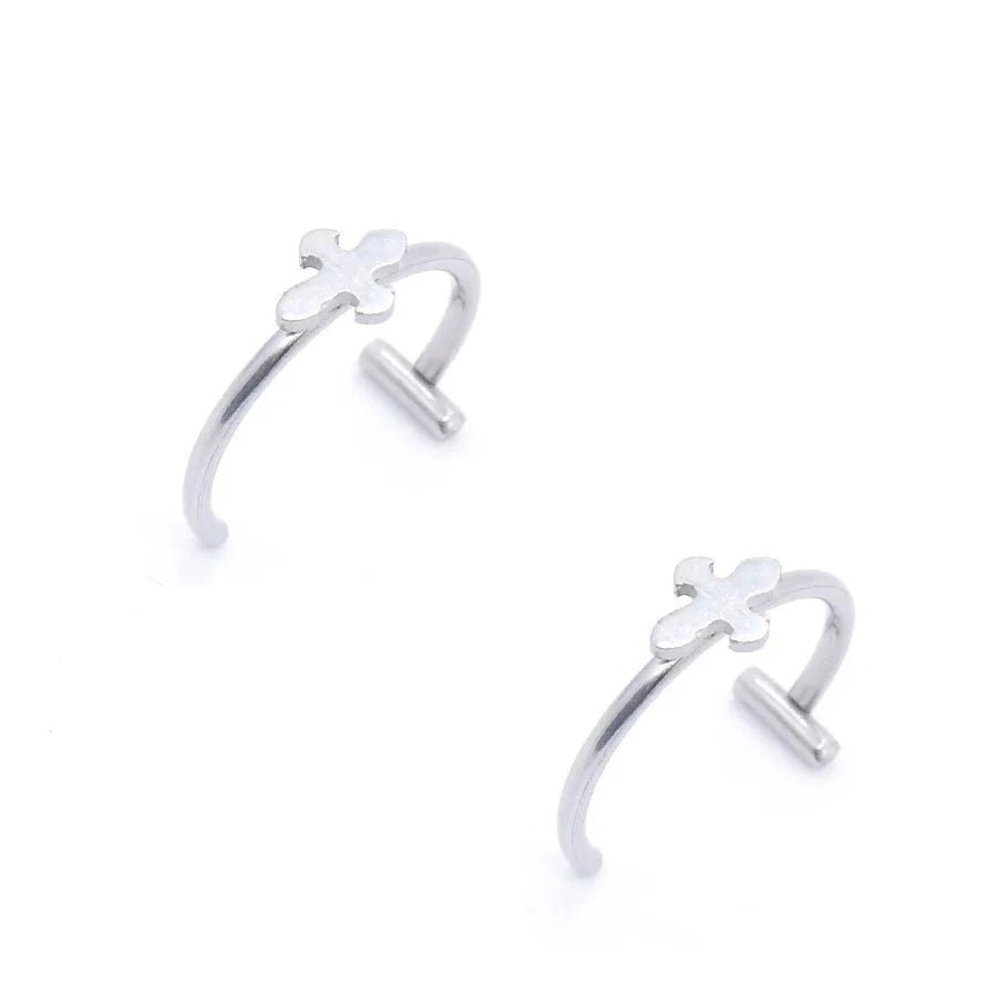 2 Piece Set Stainless Steel Clip-On Nose and Lip Rings | Punk Style Fake Piercing Jewelry
