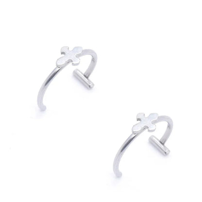2 Piece Set Stainless Steel Clip-On Nose and Lip Rings | Punk Style Fake Piercing Jewelry