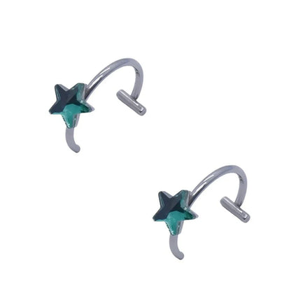 2 Piece Set Stainless Steel Clip-On Nose and Lip Rings | Punk Style Fake Piercing Jewelry