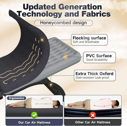 Thicken Backseat SUV/Car/Truck Air Mattress Air Bed Inflatable SUV Truck Mattress -24'' Width/Black