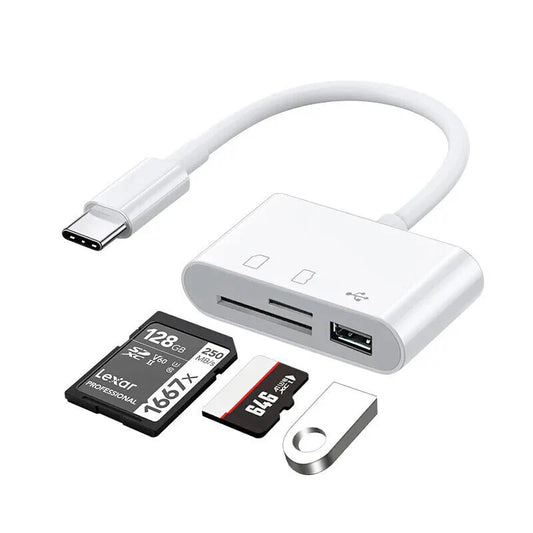 Adaptador de lector de tarjetas USB tipo C 3 en 1 - Convertidor OTG SD/TF