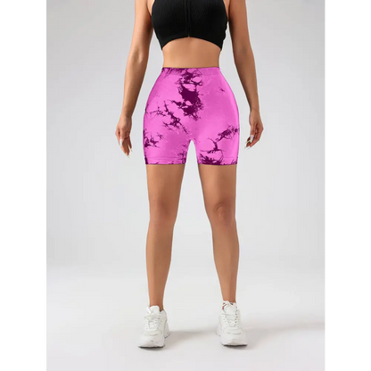 3 Pack Tie Dye High Waisted Workout Shorts