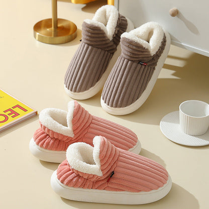 Nouvelles pantoufles en coton pour femmes Chaussons chauds en coton en peluche polaire duveteuse