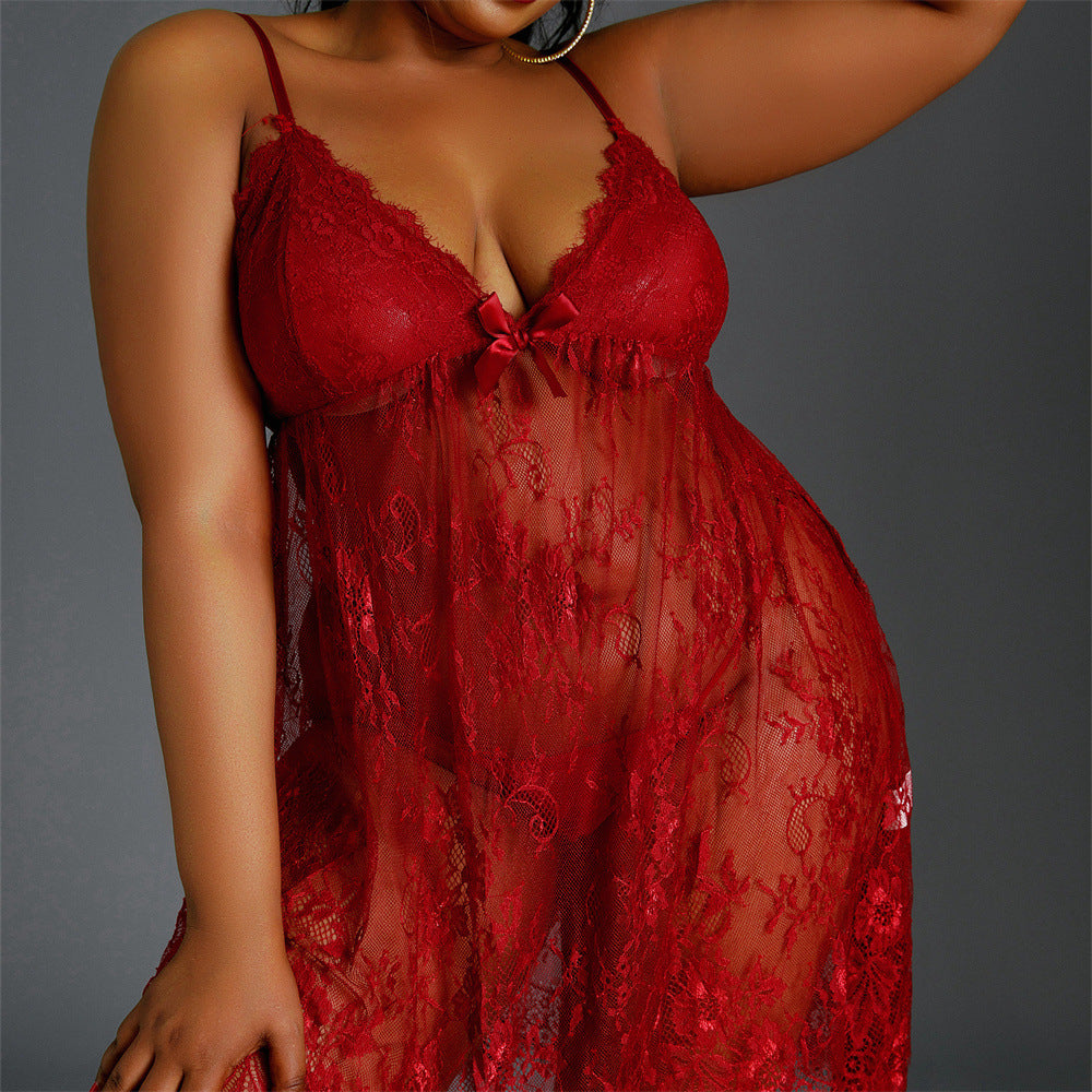 Pyjama Femme Grande Taille Nuisette Sexy en Dentelle
