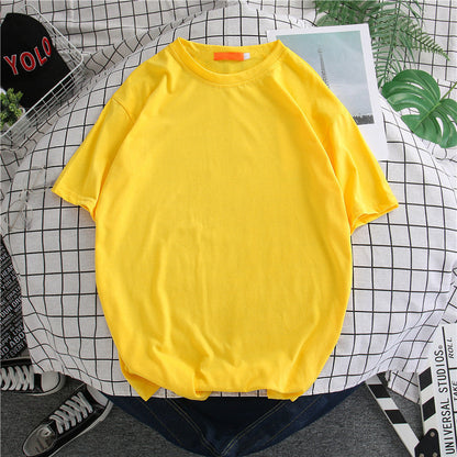 Hong Kong Style Men’s Solid T-Shirt – Loose Mid-Sleeve | S–5XL