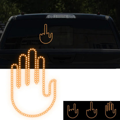 Drôle nouvelle lumière de geste éclairée par LED, lumière de doigt de voiture avec télécommande, panneaux de colère de la route, lumière de geste de doigt du milieu, lampe à main