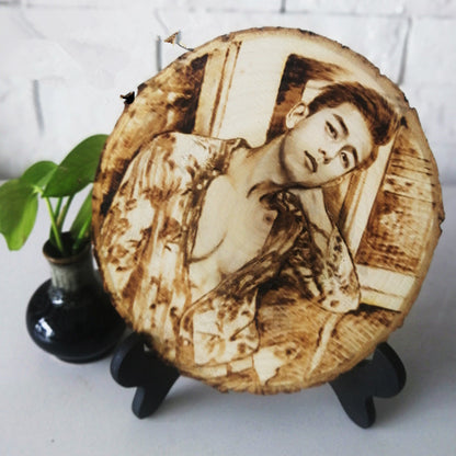Cadre photo personnalisé en fer forgé sur copeau de bois Décoration d'intérieur faite à la main