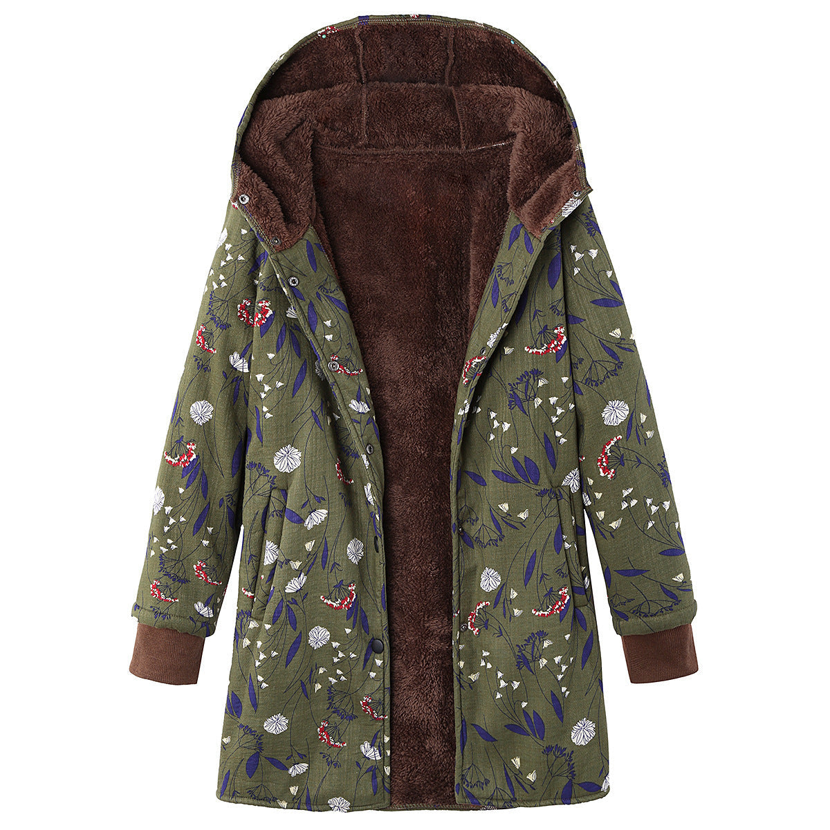Veste à capuche grande taille à imprimé floral rétro
