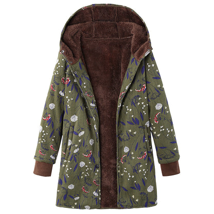 Veste à capuche grande taille à imprimé floral rétro