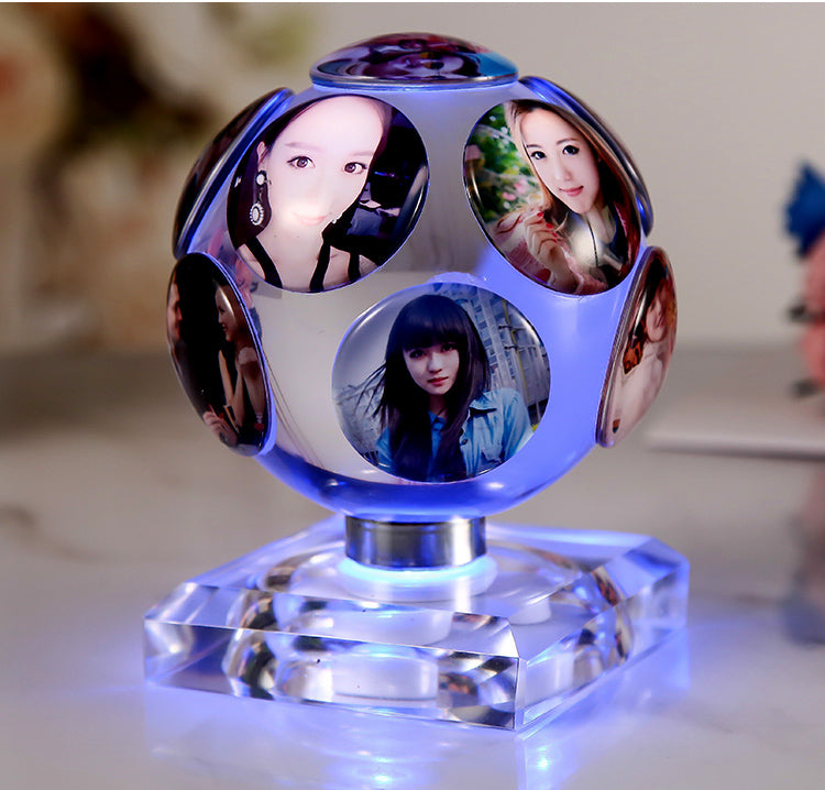 Cadre photo rotatif en cristal