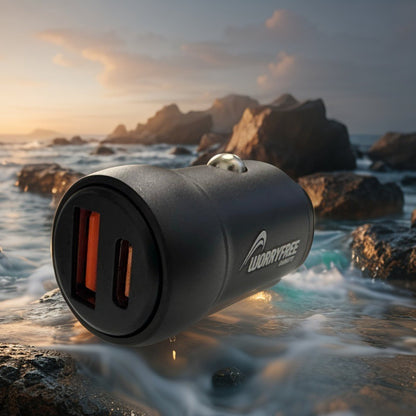 30W Dual Port Car Charger, Black