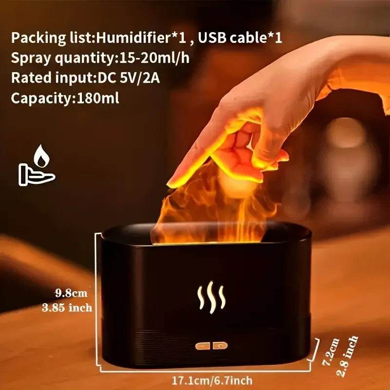 Simulated Flame Aroma Diffuser & Ultrasonic Cool Mist Maker – LED Bonfire Humidifier