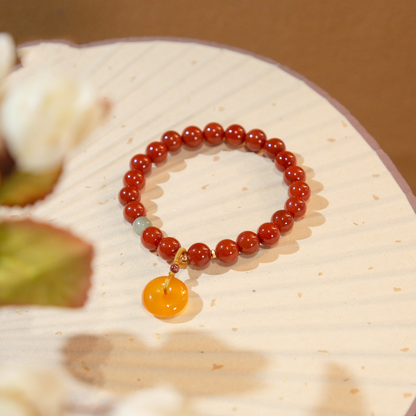 Natural Agate String Bracelet with Peace Clasp