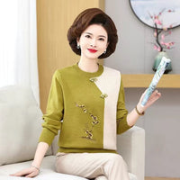 Young Mothers' Clothing Bottoming Shirt Retro Style Middle-aged And Elderly Women's Sweater